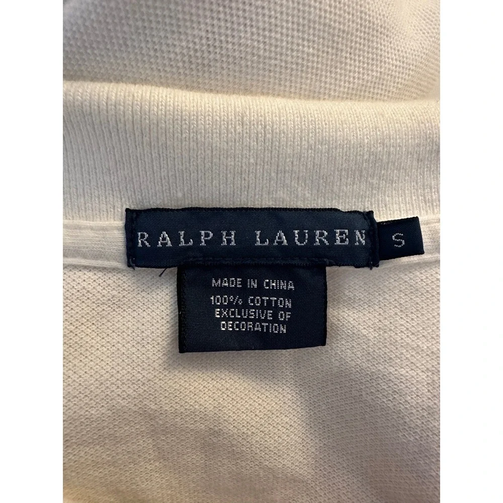 Ralph Lauren Boy's White Big Pony Long Sleeve Preppy Polo Shirt Size Small